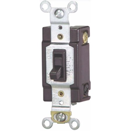 EATON WIRING DEVICES Cooper Wiring 1242-7W-BOX 120 V-15 Amp Commercial Toggle Framed 4-Way AC Quiet Switch; White 1242-7W-BOX
